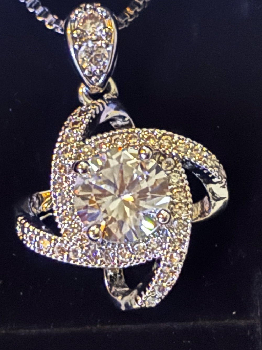 Authentic 2ct VVS1 Moissanite Abstract Swirl Necklace (Stamped .925)